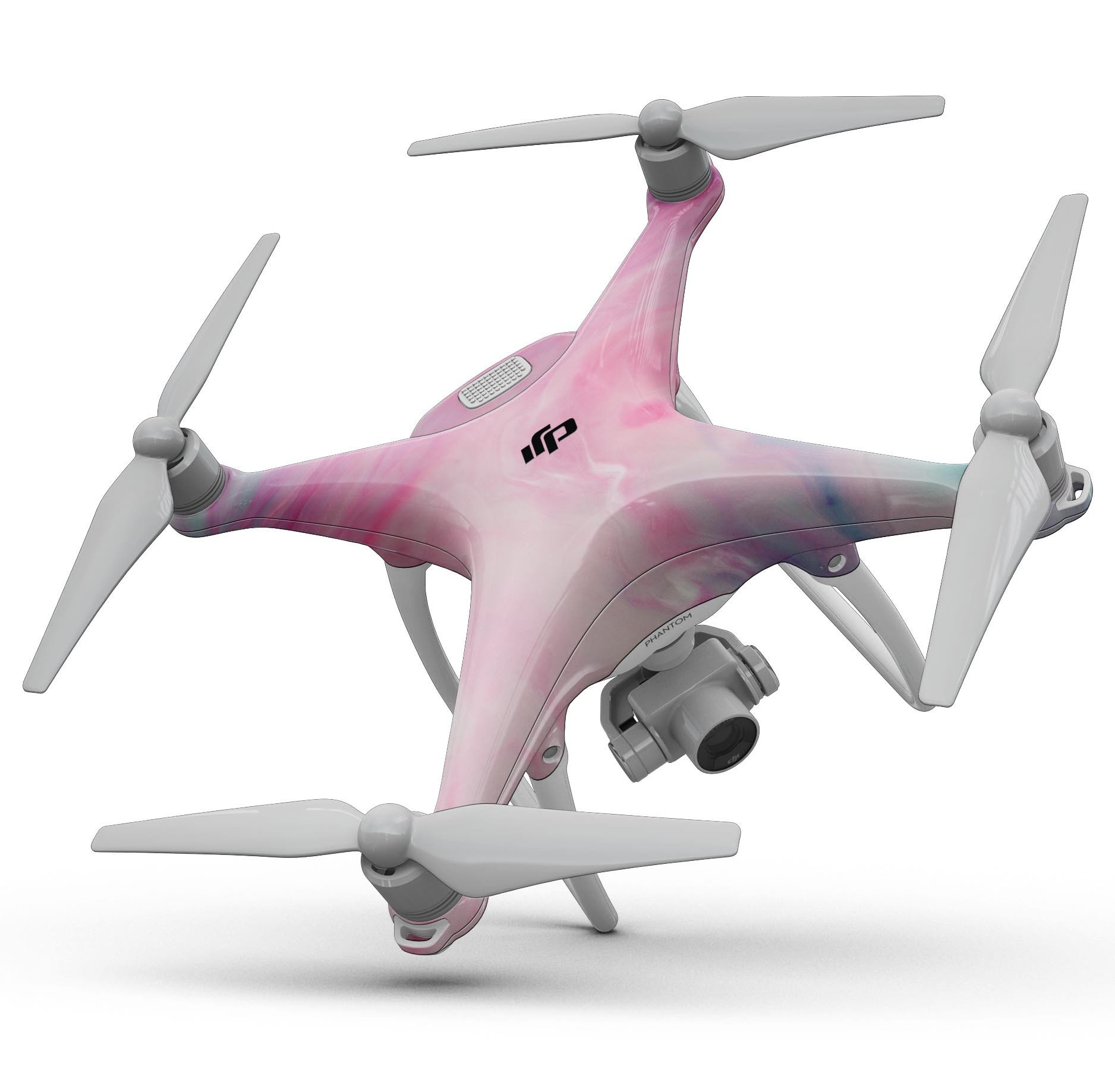 Marbleized Pink and Blue Paradise V712 Full-Body Skin Kit for DJI Phantom 4 Drone, showcasing vibrant colors and sleek design.